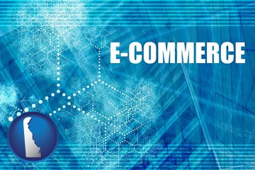 a conceptual e-commerce illustration - with Delaware icon