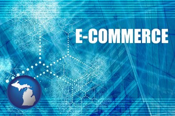 a conceptual e-commerce illustration - with Michigan icon